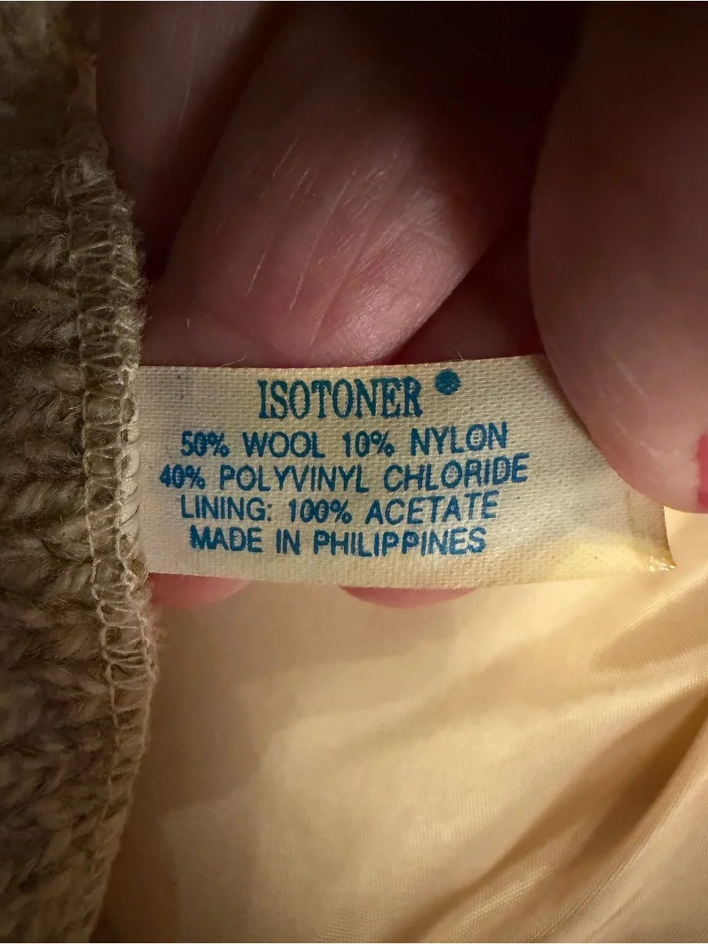 Vintage Isotoner Wool Blend Newsboy Driving Cap Hat Oatmeal Beige EUC